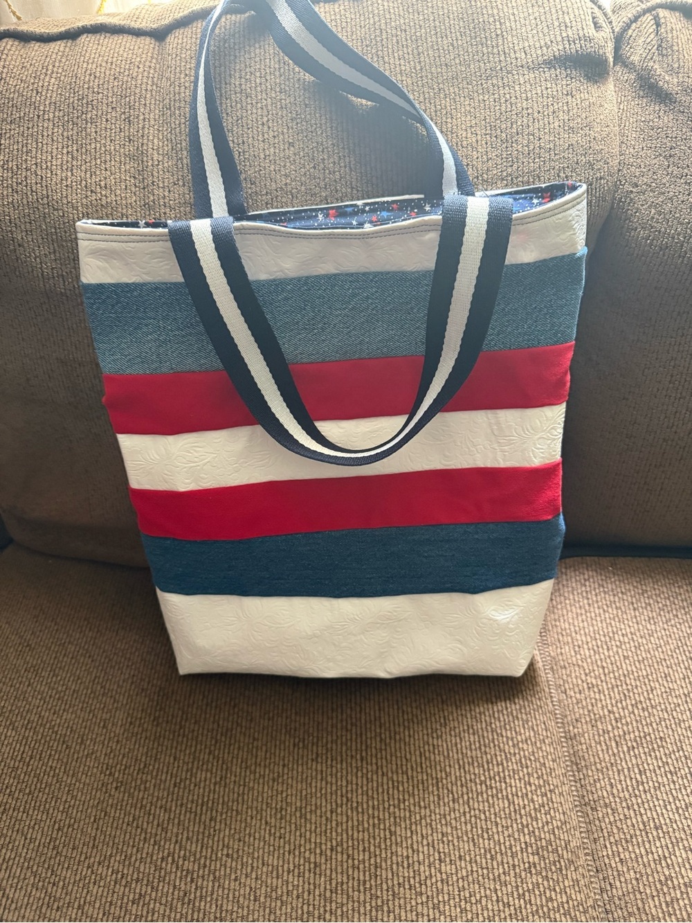 Striped Red, White & Blue Tote Bag - Women